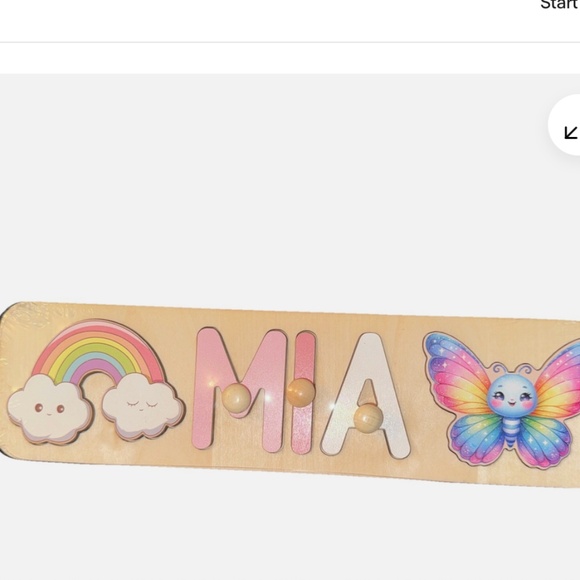 Handcrafted Wood Child's Rainbow/Butterfly Name Puzzle Mia New - Picture 2 of 2